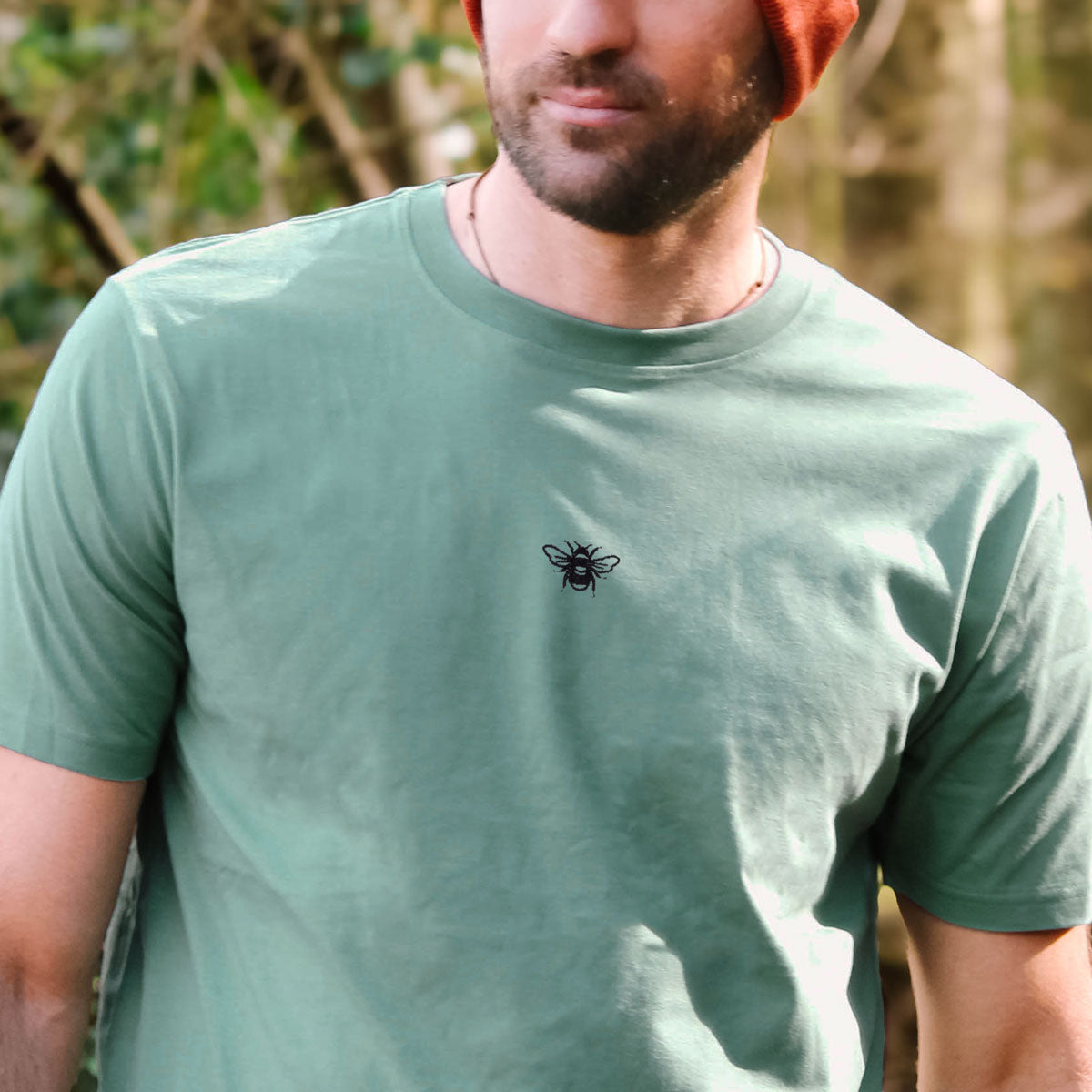 Tiny Embroidered Bumble Bee T-Shirt (Unisex)