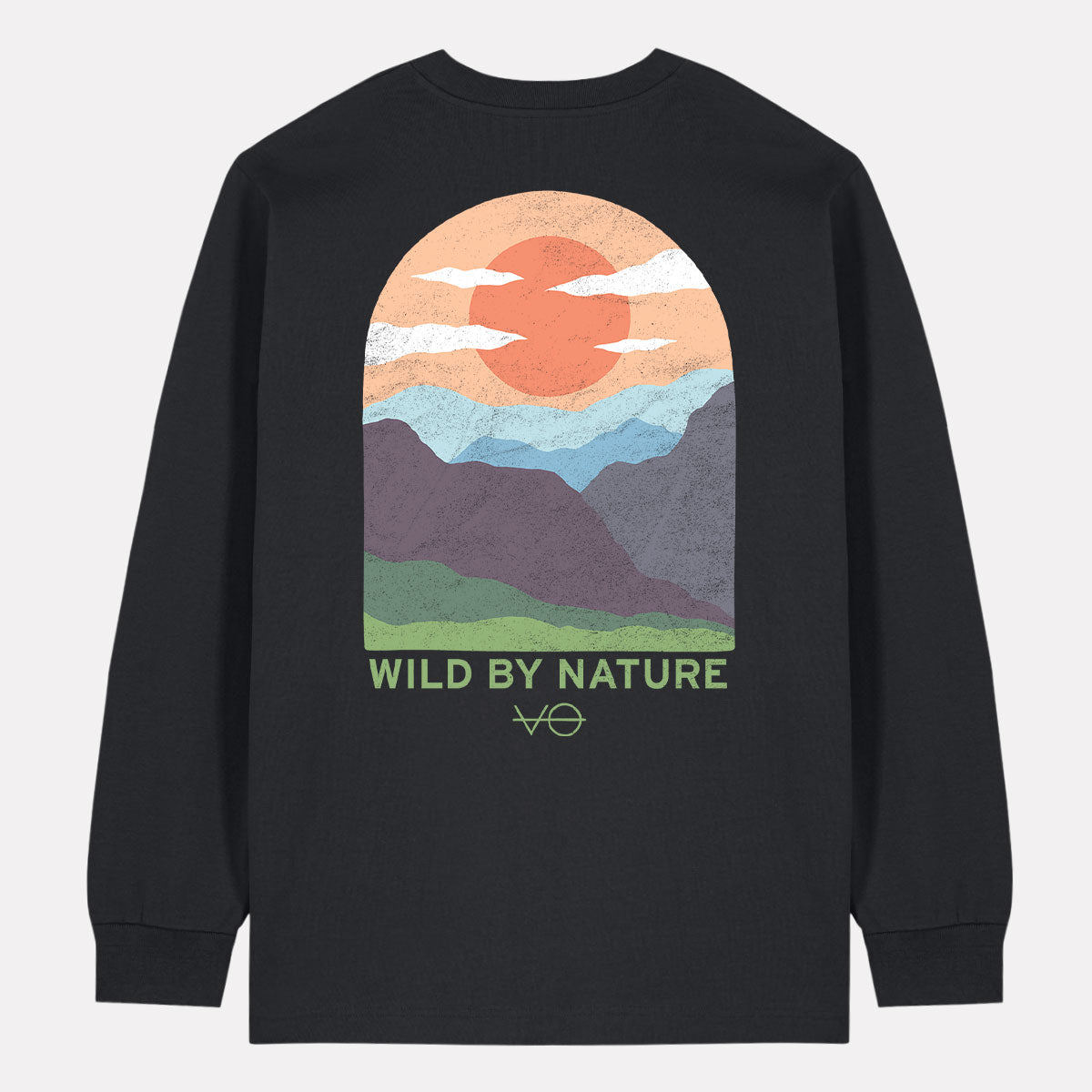 Hills Scene Back Print Long Sleeve T-Shirt (Unisex)