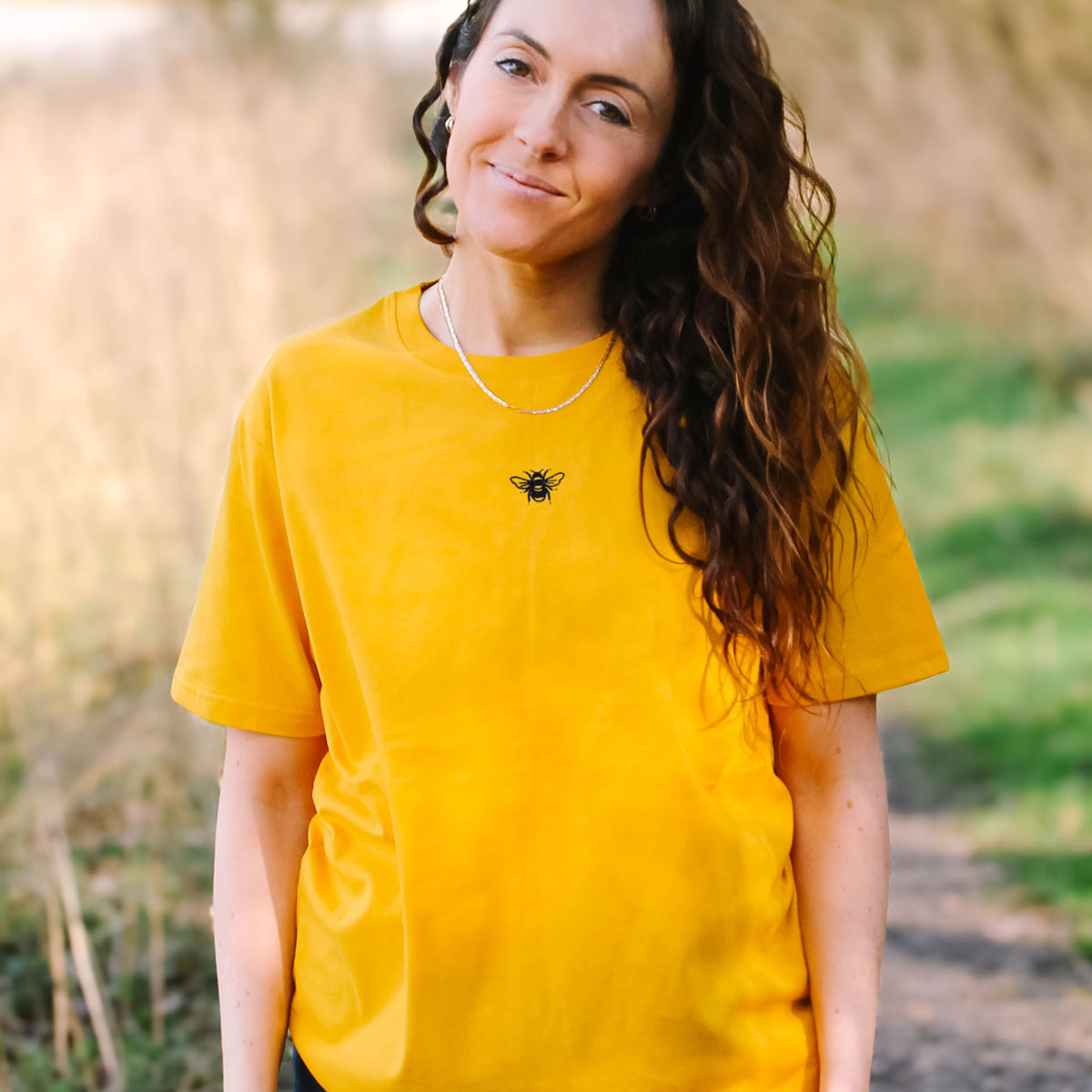 Tiny Embroidered Bumble Bee T-Shirt (Unisex)