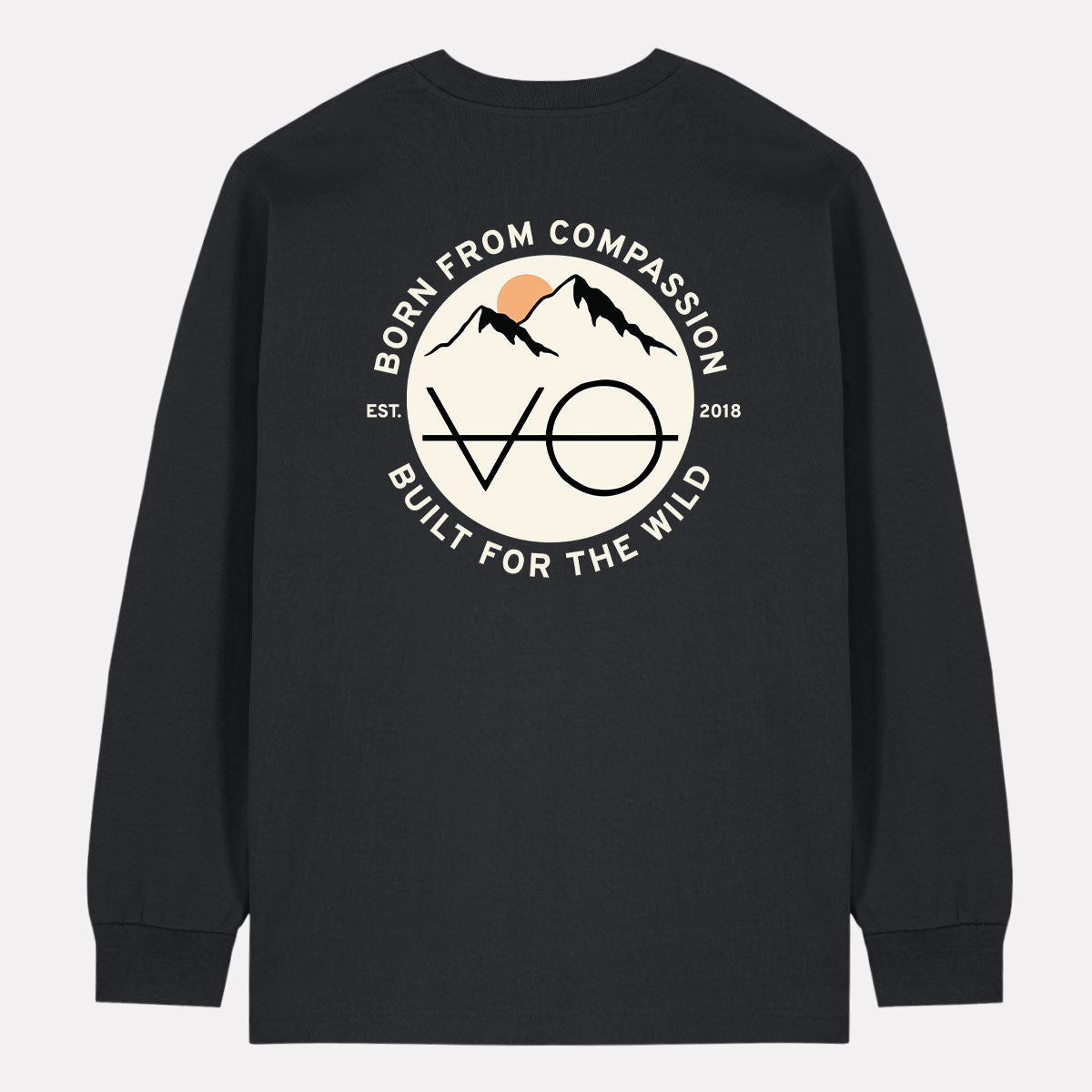 Mountain Range Back Print Long Sleeve T-Shirt (Unisex)