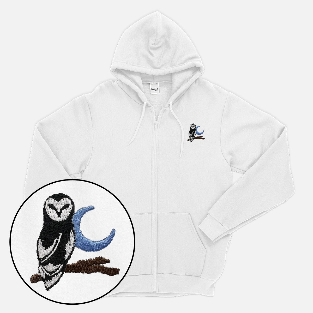 Night Owl Embroidered Zip Up Hoodie (Unisex)