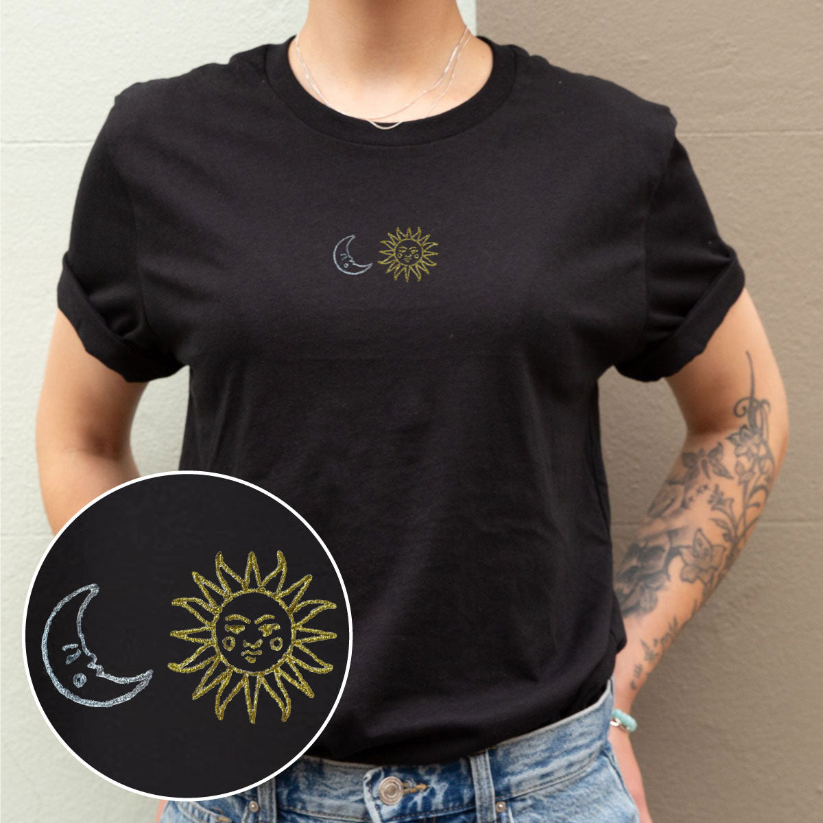 Sun And Moon Embroidered T-Shirt (Unisex)