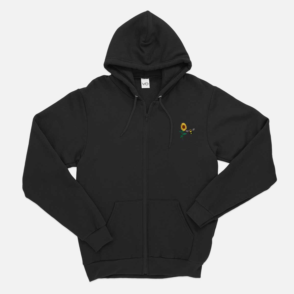 Sunflower Embroidered Zip Up Hoodie (Unisex)