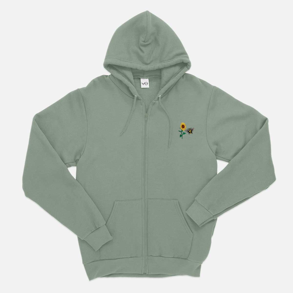 Sunflower Embroidered Zip Up Hoodie (Unisex)