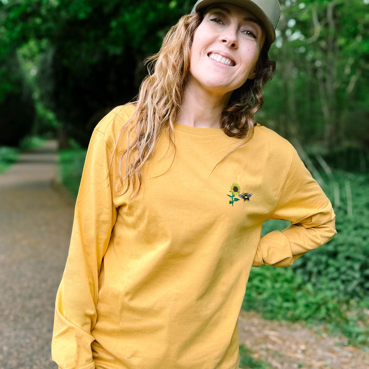 Sunflower Embroidered Long Sleeve T-Shirt (Unisex)