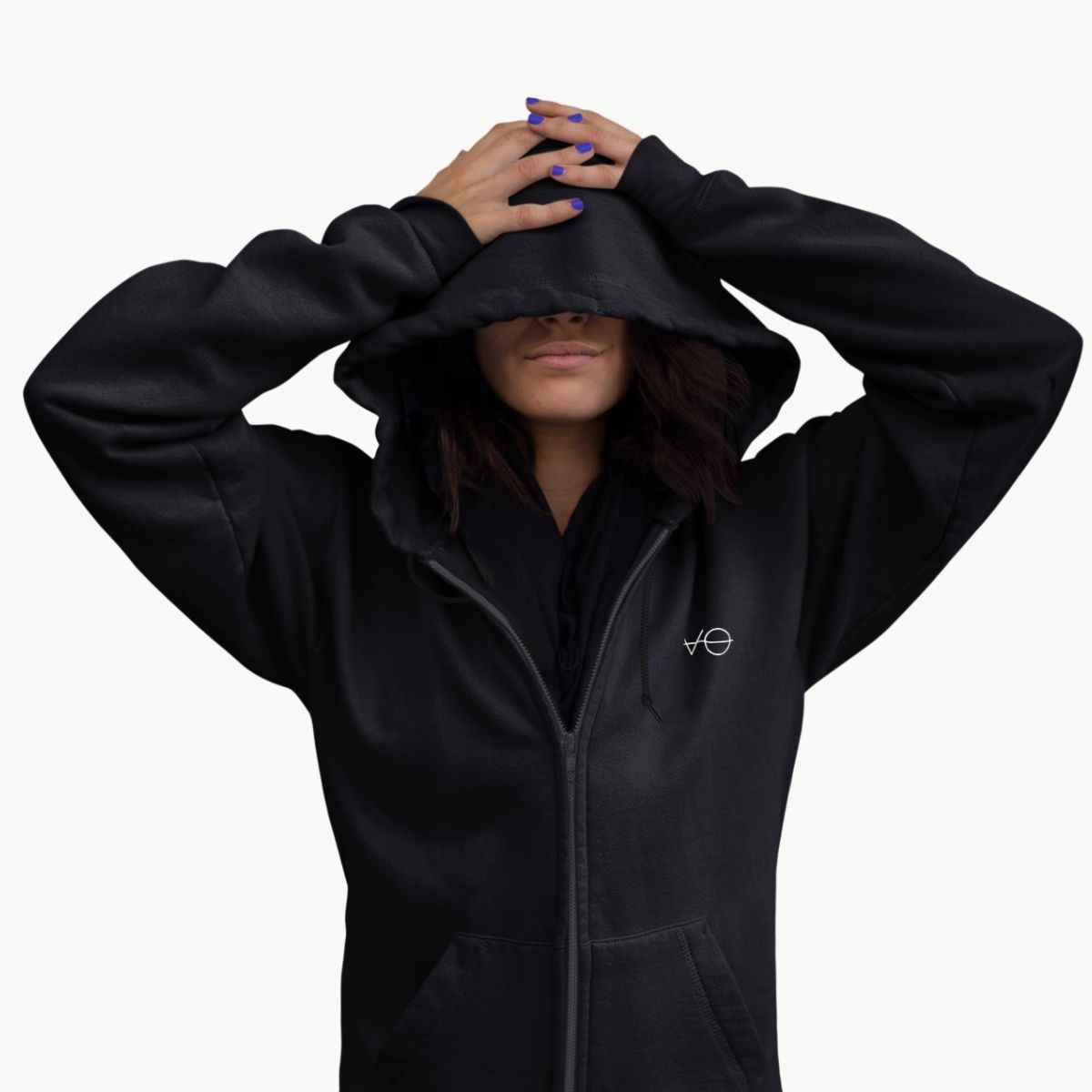 VO Embroidered Zipped Hoodie (Unisex)-Vegan Apparel, Vegan Clothing, Vegan Zoodie JH050-Vegan Outfitters-Small-Grey-Vegan Outfitters
