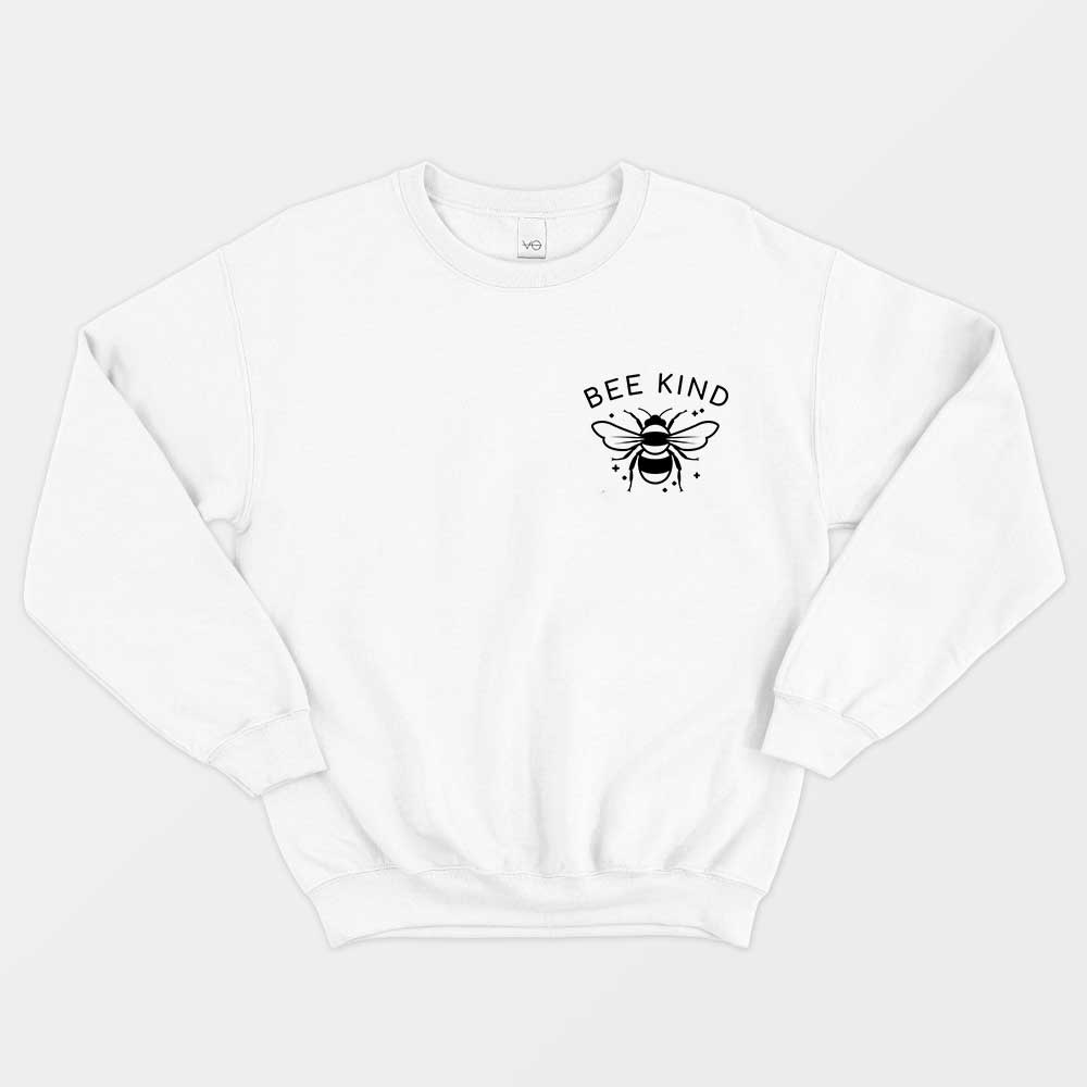 Bee Kind Ethical Vegan Sweatshirt (Unisex)-Vegan Apparel, Vegan Clothing, Vegan Sweatshirt, JH030-Vegan Outfitters-X-Small-White-Vegan Outfitters