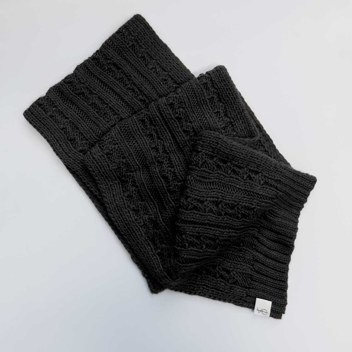 Black No-Wool Woolly Scarf-Vegan Apparel, Vegan Accessories, Vegan Gift, Vegan Scarf, BB499-Vegan Outfitters-Black-Vegan Outfitters