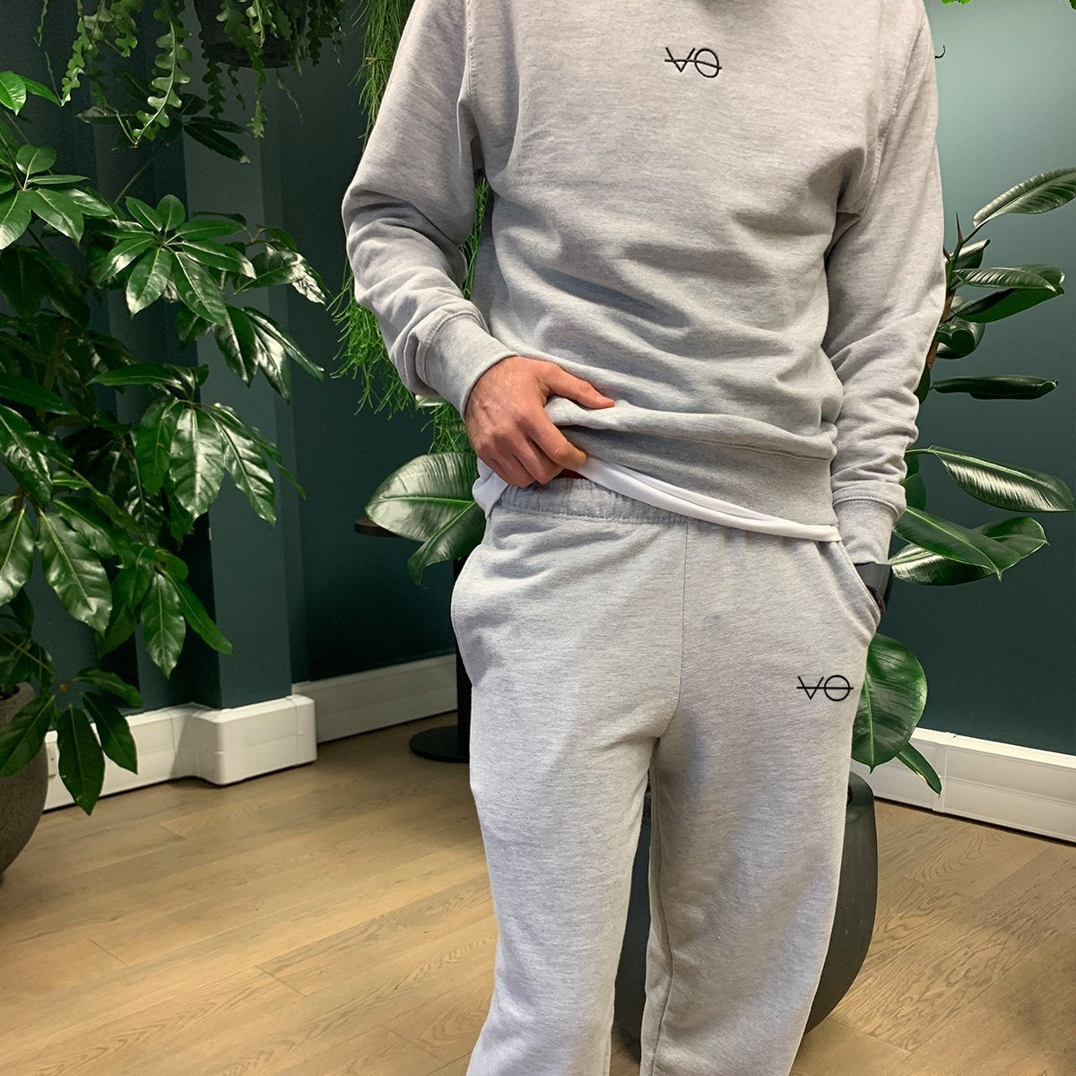 Classic Fit VO Embroidered Joggers (Unisex)-Vegan Apparel, Vegan Clothing, Vegan Joggers, JH072-Vegan Outfitters-Small-Grey-Vegan Outfitters