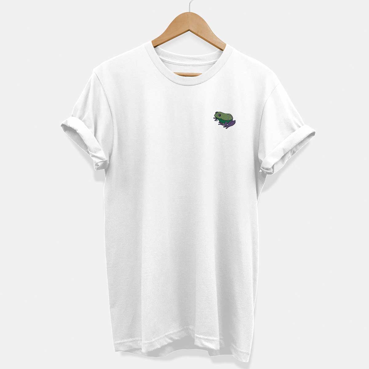 Embroidered Frog T-Shirt (Unisex)-Vegan Apparel, Vegan Clothing, Vegan T Shirt, BC3001-Vegan Outfitters-X-Small-White-Vegan Outfitters