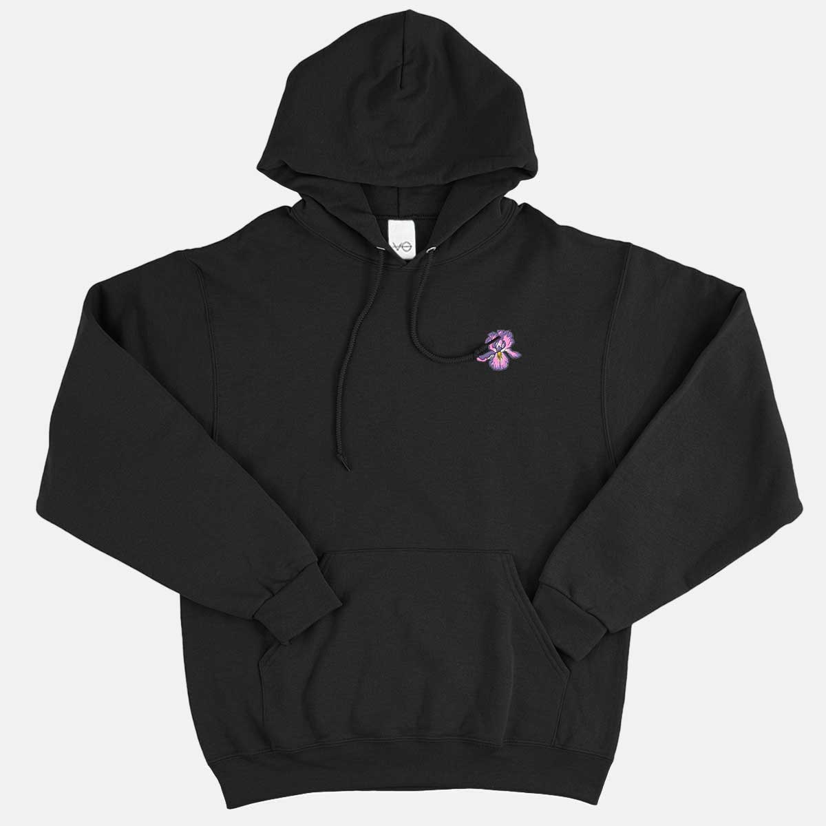 Embroidered Iris Ethical Vegan Hoodie (Unisex)-Vegan Apparel, Vegan Clothing, Vegan Hoodie JH001-Vegan Outfitters-X-Small-Black-Vegan Outfitters