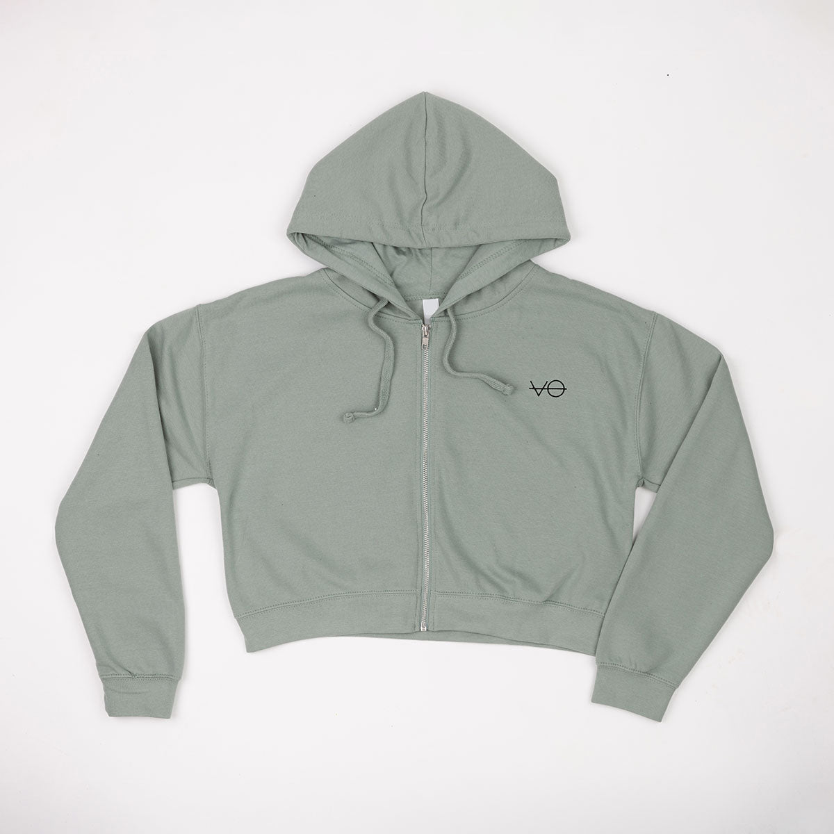 VO Embroidered 1/4 Zip Crop Hoodie