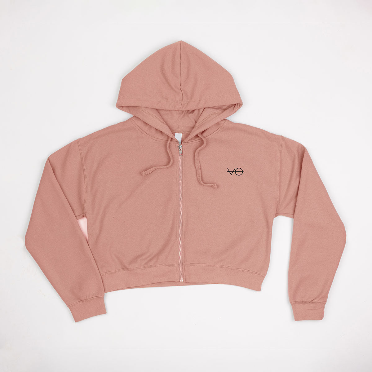 VO Embroidered 1/4 Zip Crop Hoodie