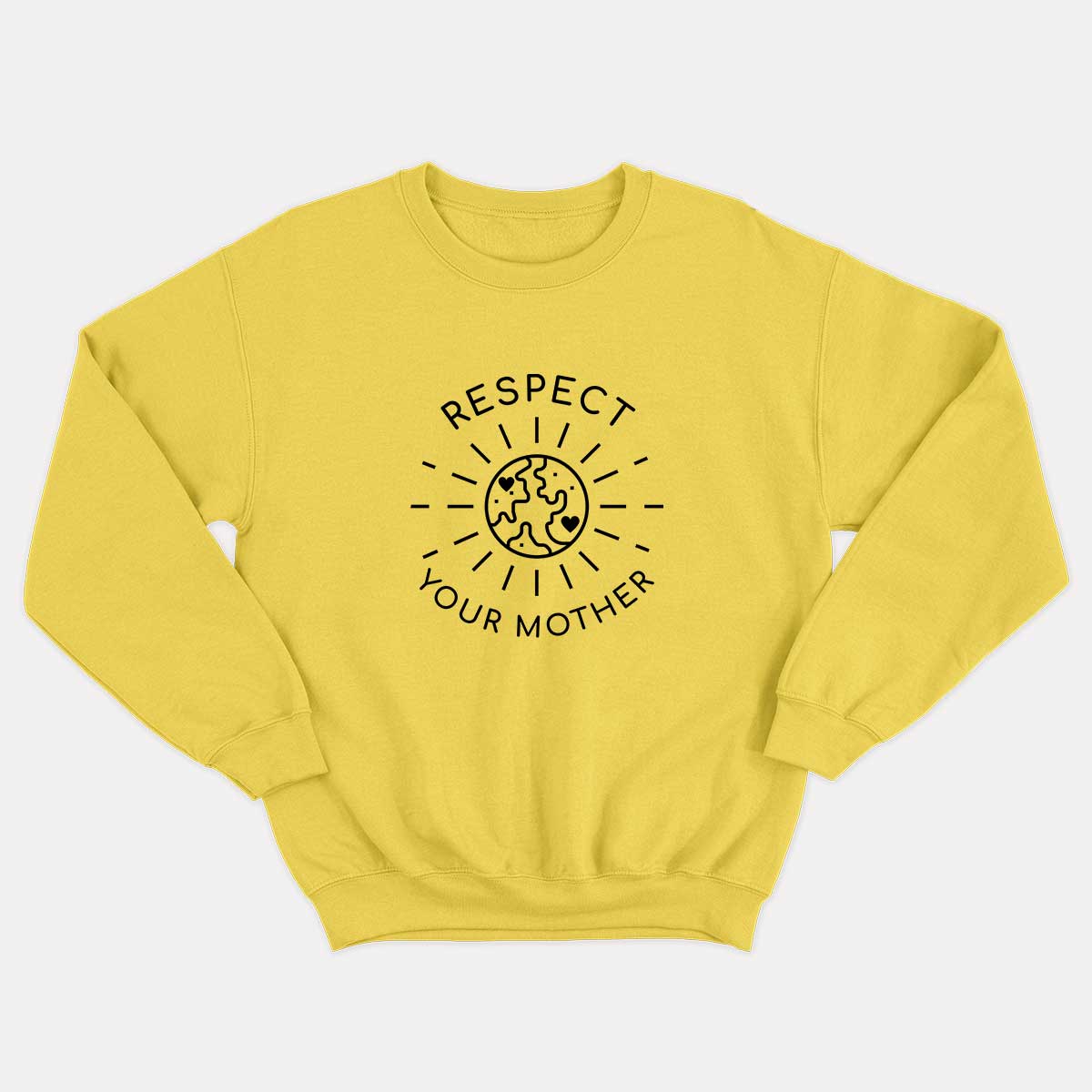Respect Your Mother Kids Sweatshirt (Unisex)-Vegan Apparel, Vegan Clothing, Vegan Kids Sweatshirt, JH030B-Vegan Outfitters-3-4 years-Yellow-Vegan Outfitters