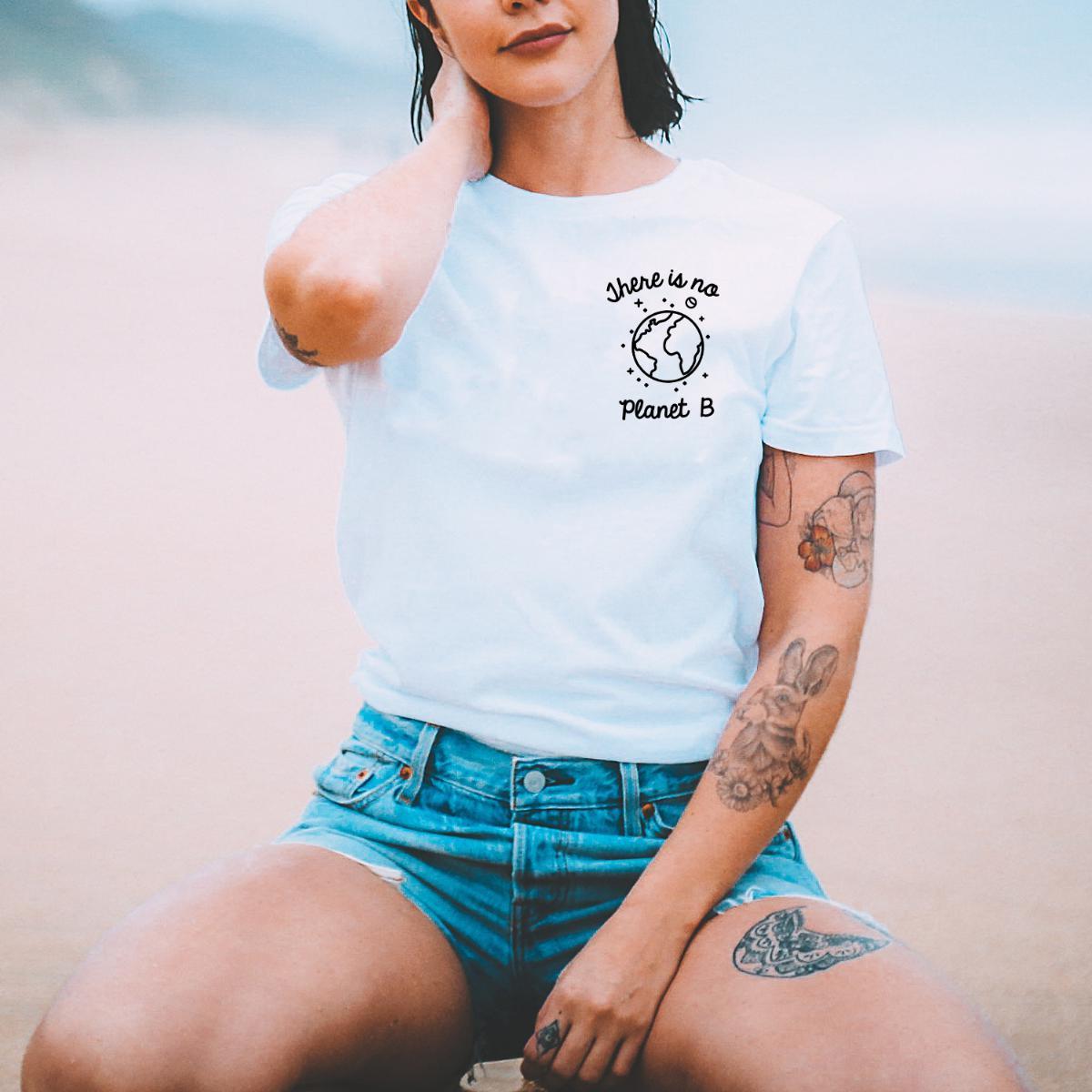 There Is No Planet B Corner Ethical Vegan T-Shirt (Unisex)-Vegan Apparel, Vegan Clothing, Vegan T Shirt, BC3001-Vegan Outfitters-X-Small-Dusty Blue-Vegan Outfitters
