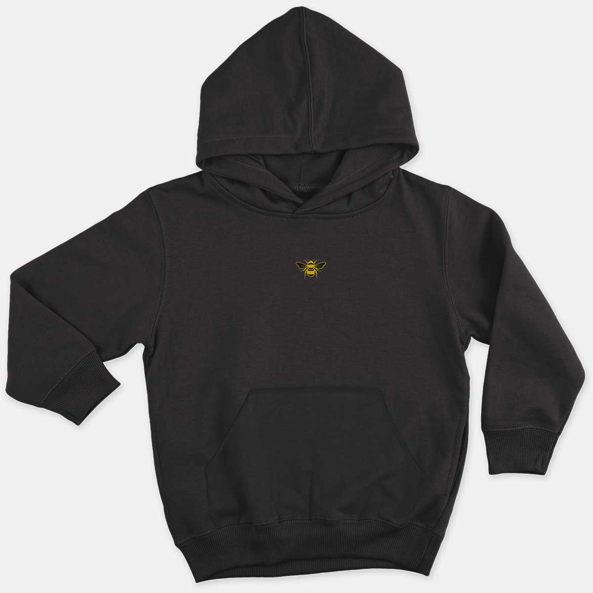 Tiny Embroidered Bumble Bee Kids Hoodie (Unisex)-Vegan Apparel, Vegan Clothing, Vegan Kids Hoodie, JH001J-Vegan Outfitters-3-4 years-Black-Vegan Outfitters