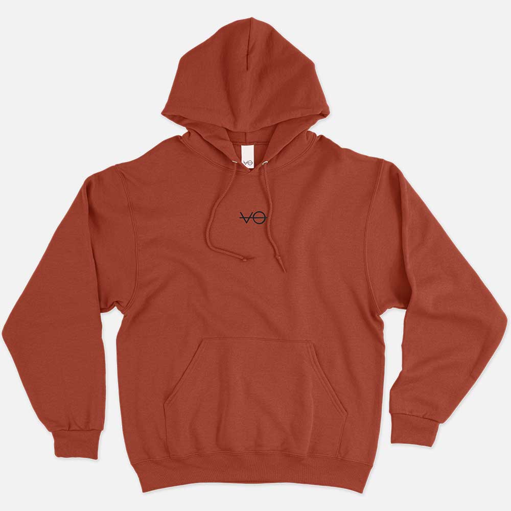 VO Embroidered Hoodie (Unisex)-Vegan Apparel, Vegan Clothing, Vegan Hoodie JH001-Vegan Outfitters-X-Small-Rust-Vegan Outfitters