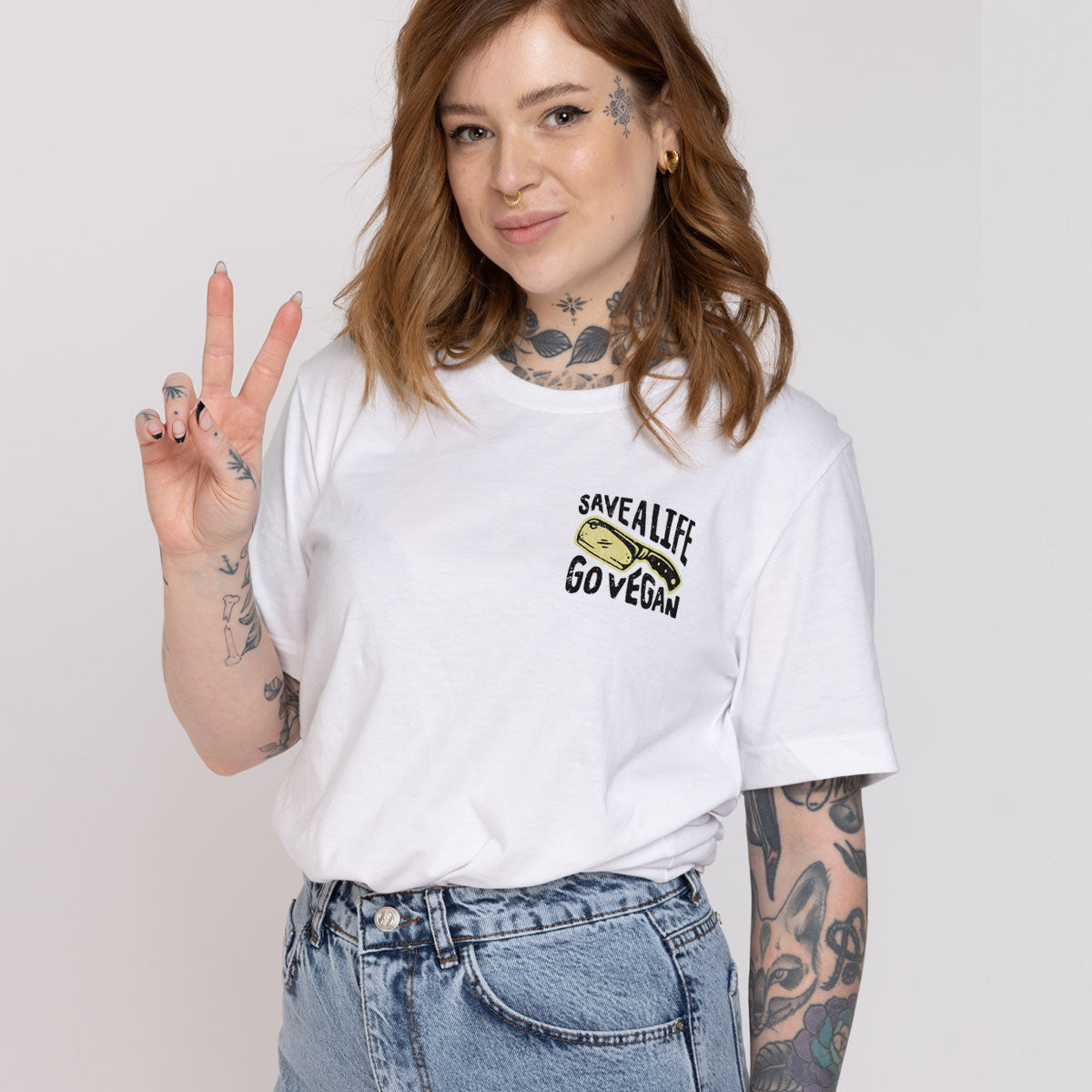 Save A Life, Go Vegan T-Shirt (Unisex)