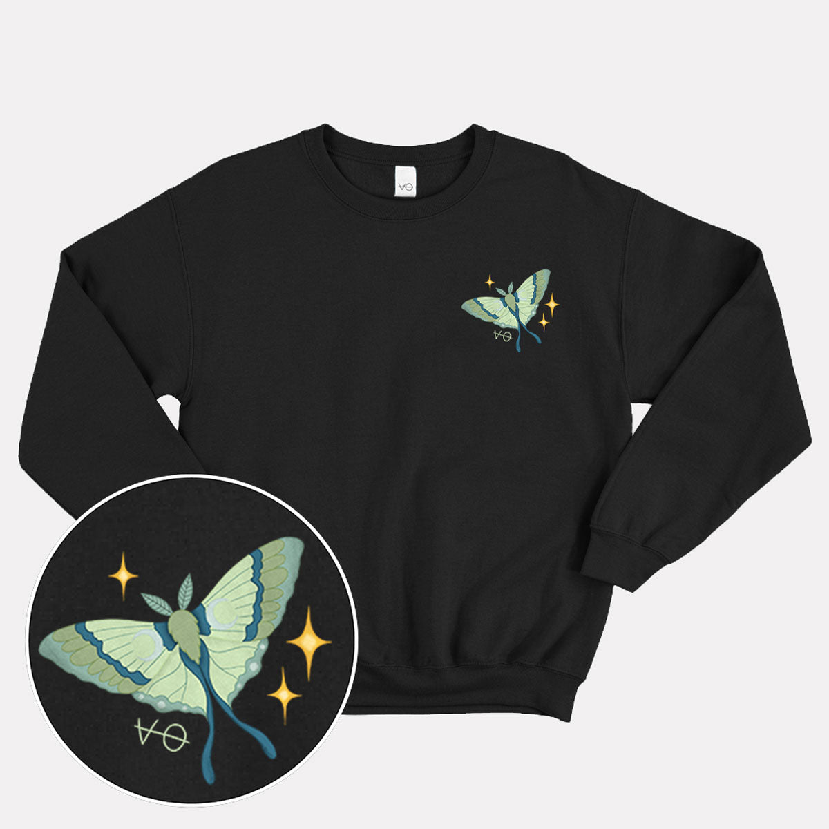Dark Forest Luna Moth Sweatshirt (Unisex)