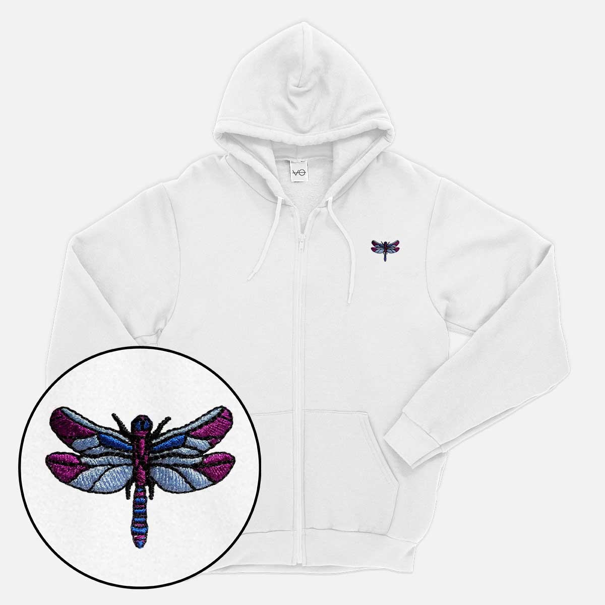 Dragonfly Embroidered Zip Up Hoodie (Unisex)