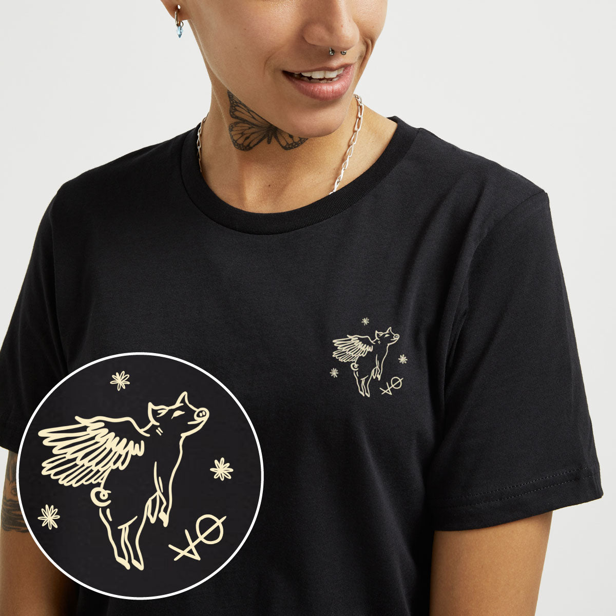 Flying Pig Doodle T-Shirt (Unisex)
