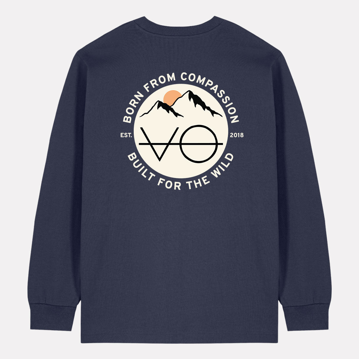Mountain Range Back Print Long Sleeve T-Shirt (Unisex)