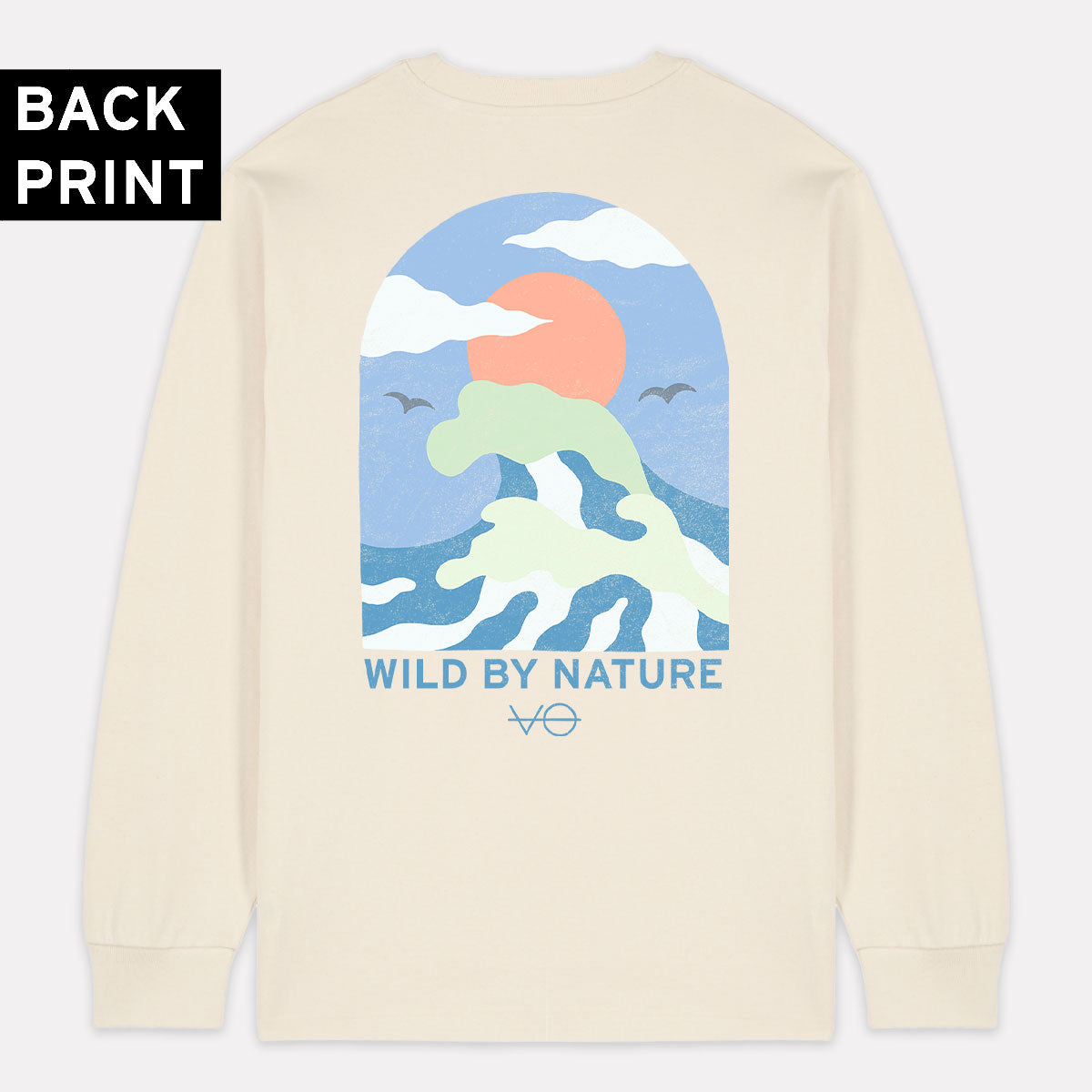 Ocean Scene Back Print Long Sleeve T-Shirt (Unisex)