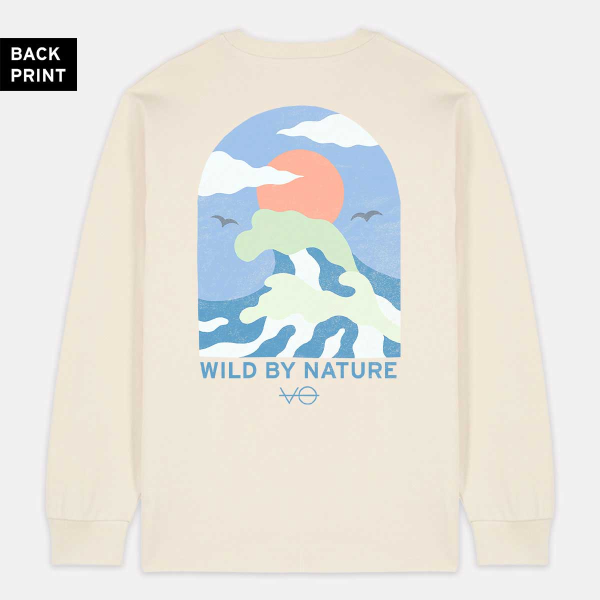 Ocean Scene Back Print Long Sleeve T-Shirt (Unisex)