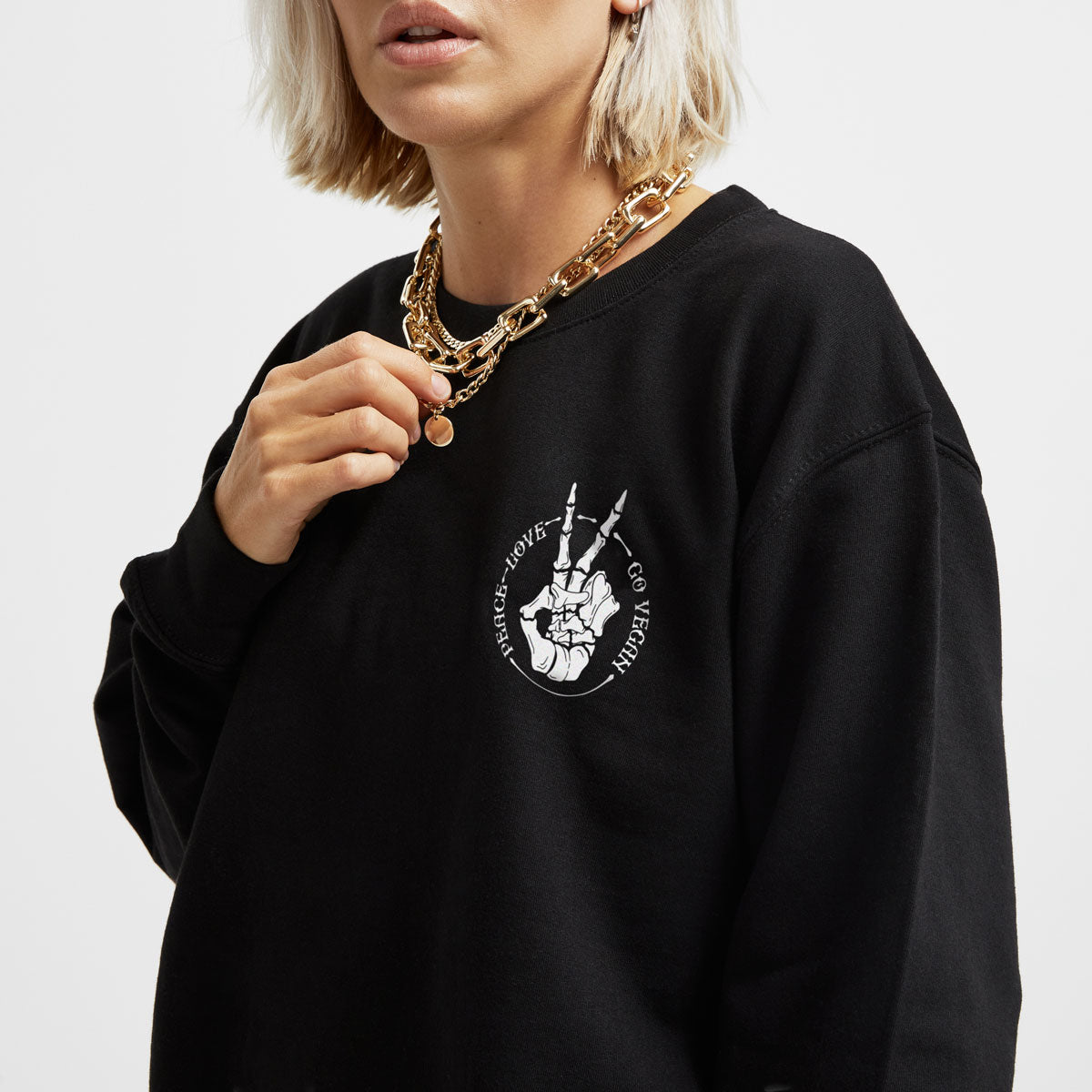 Peace, Love, Go Vegan Sweatshirt (Unisex)