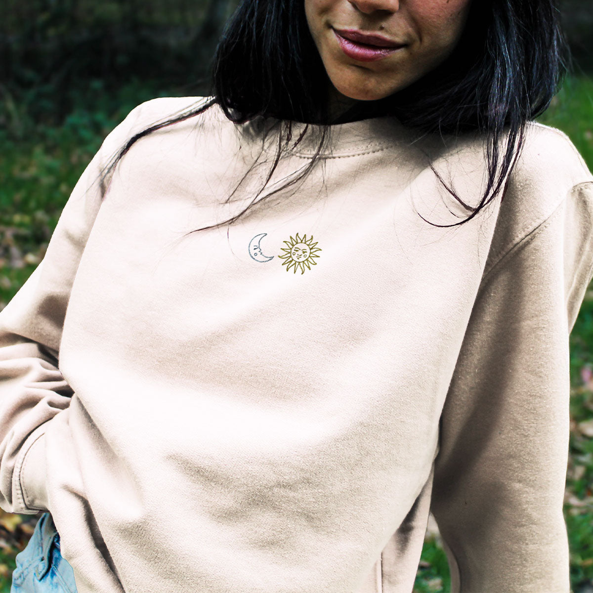 Sun And Moon Embroidered Sweatshirt (Unisex)