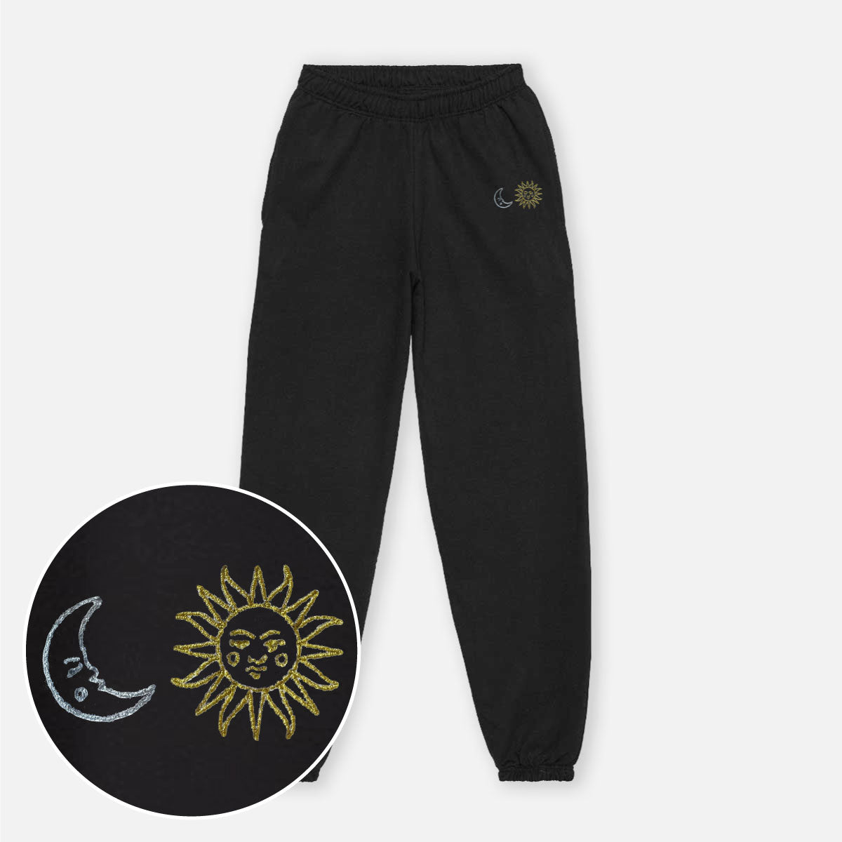Sun Moon Embroidered Joggers