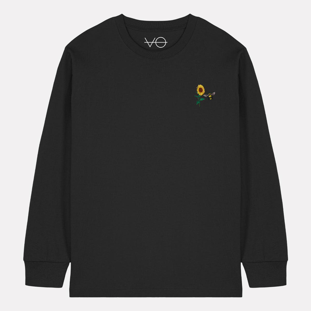 Sunflower Embroidered Long Sleeve T-Shirt (Unisex)