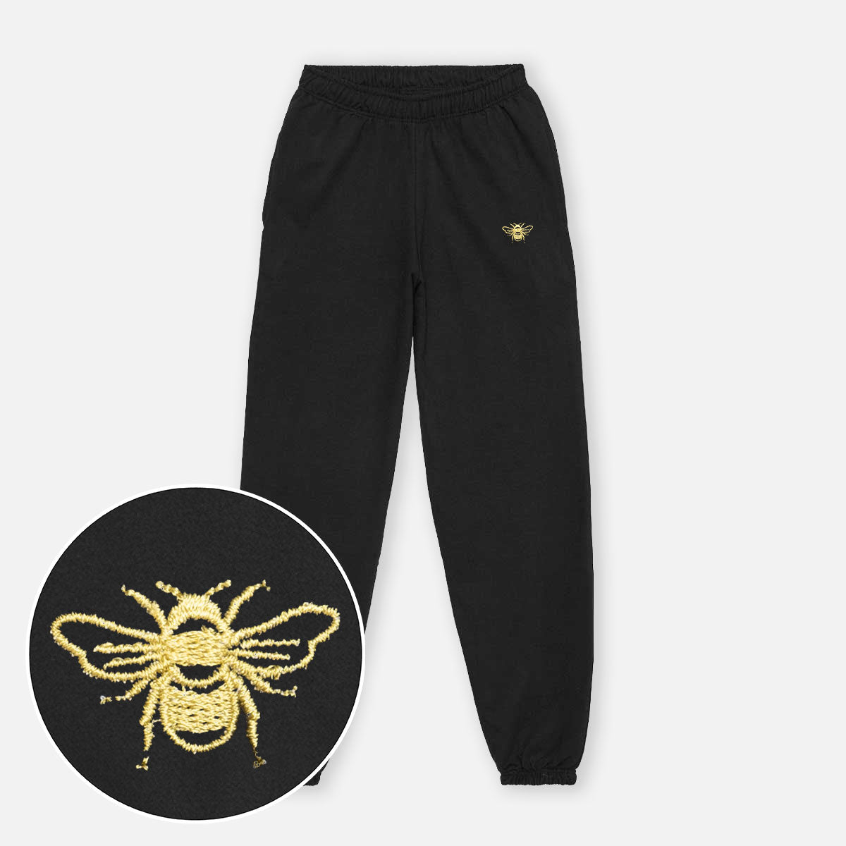 Tiny Embroidered Bumble Bee Joggers
