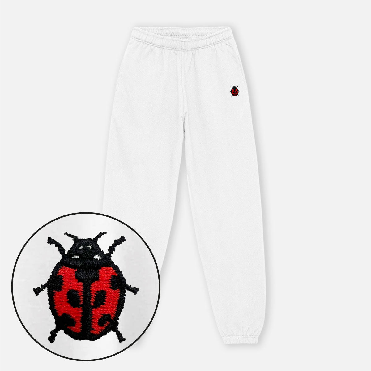 Tiny Ladybug Embroidered Joggers