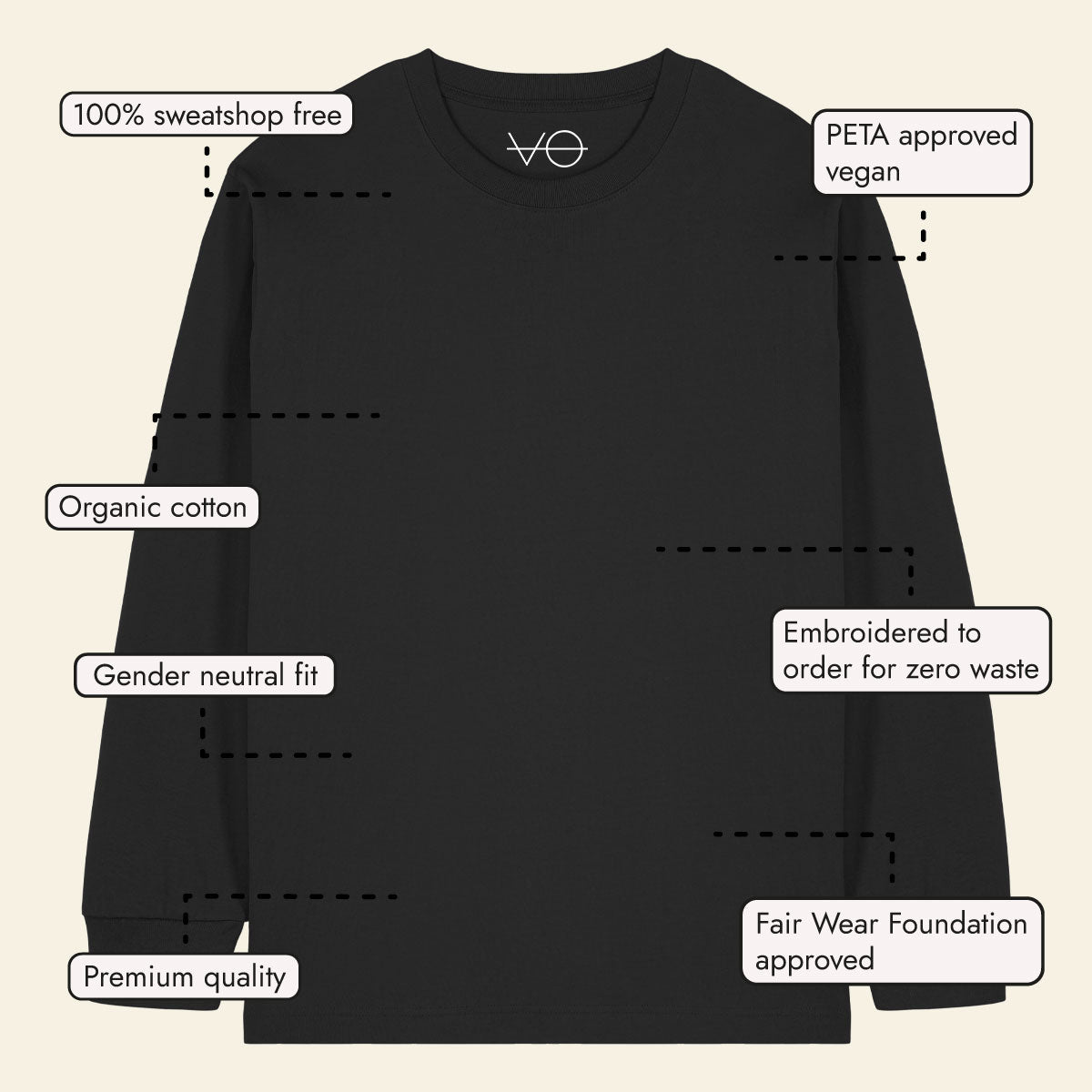 VO Embroidered Long Sleeve T-Shirt (Unisex)
