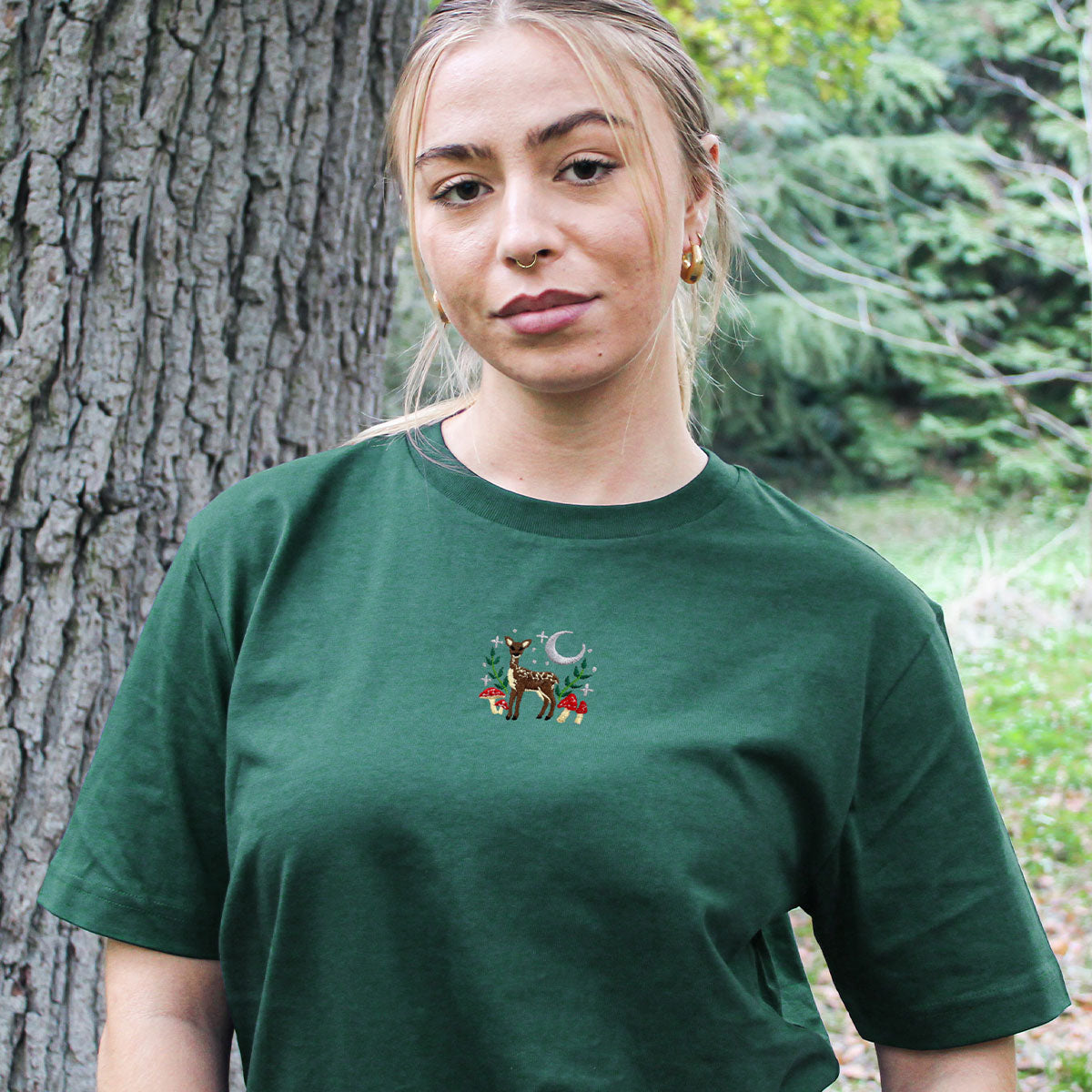 Woodland Scene Embroidered T-Shirt (Unisex)