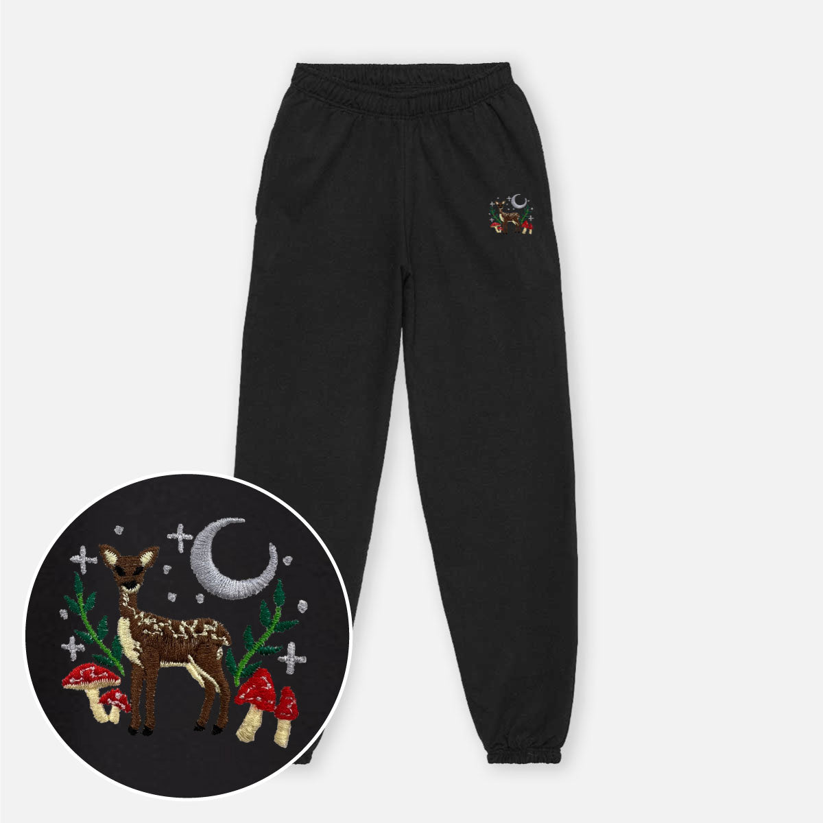 Woodland Scene Embroidered Joggers