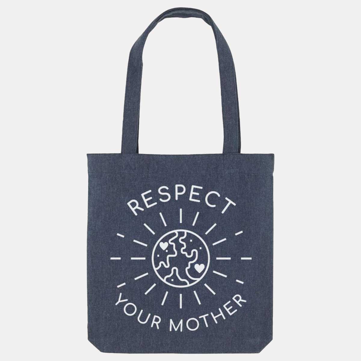 Respect Your Mother Woven Tote Bag, Vegan Gift-Vegan Apparel, Vegan Accessories, Vegan Gift, Vegan Tote Bag-Vegan Outfitters-Midnight-Vegan Outfitters