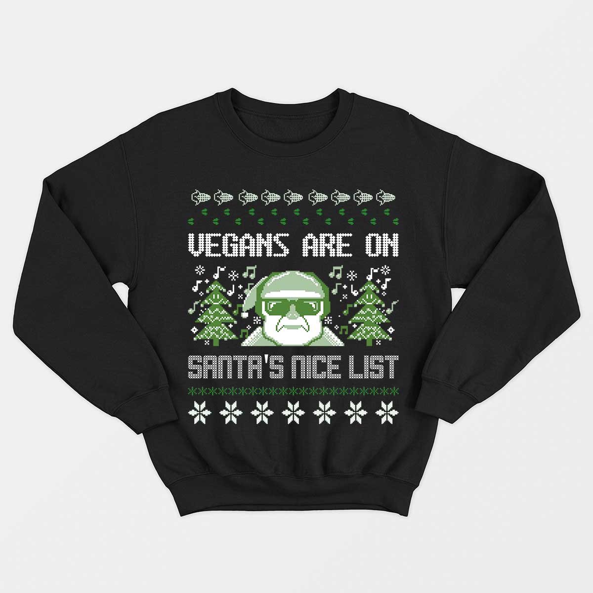Vegans Are On Santa's Nice List Vegan Christmas Jumper (Unisex), Vegan Gift-Vegan Apparel, Vegan Clothing, Vegan Sweatshirt-Vegan Outfitters-X-Small-Black-Vegan Outfitters