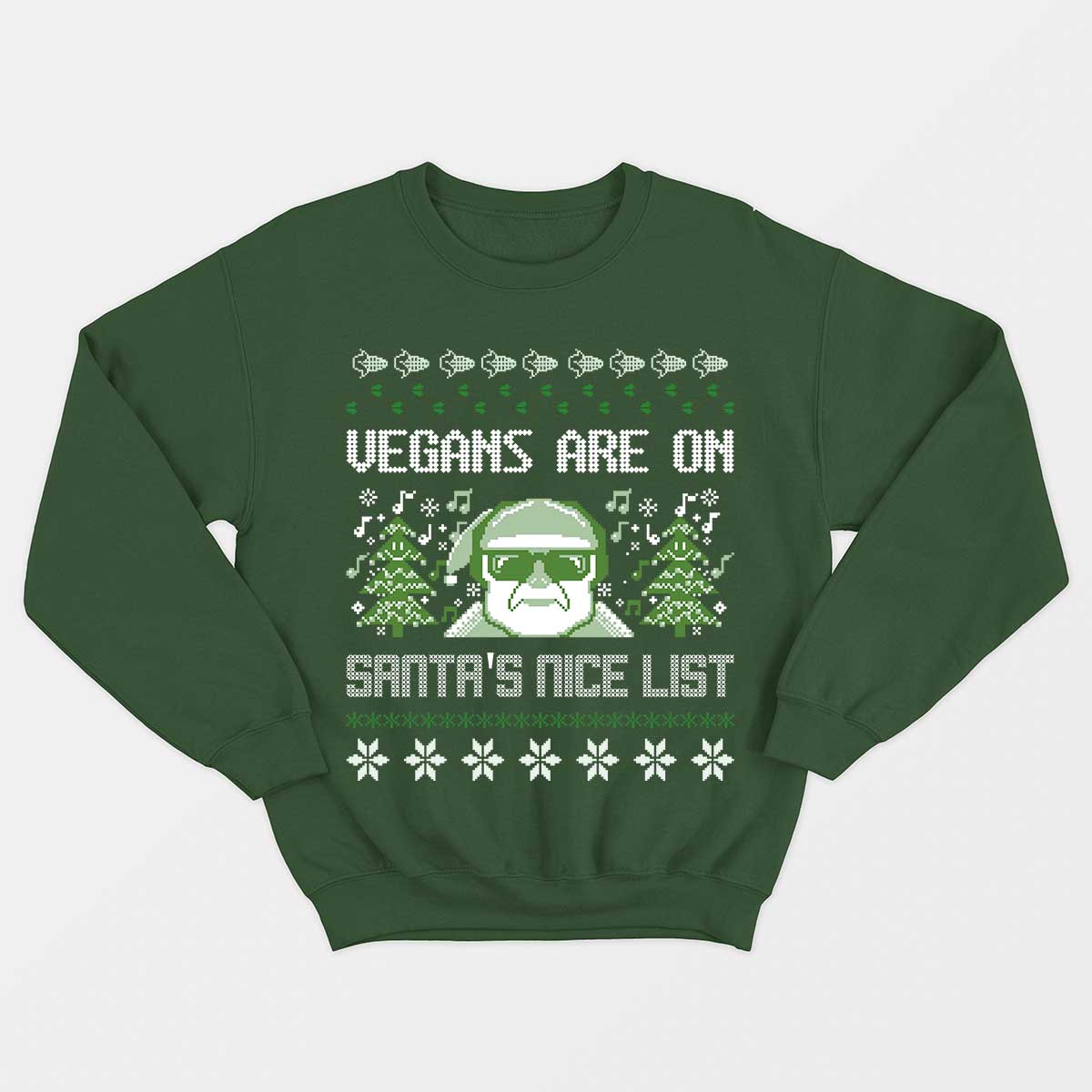 Vegans Are On Santa's Nice List Vegan Christmas Jumper (Unisex), Vegan Gift-Vegan Apparel, Vegan Clothing, Vegan Sweatshirt-Vegan Outfitters-X-Small-Green-Vegan Outfitters