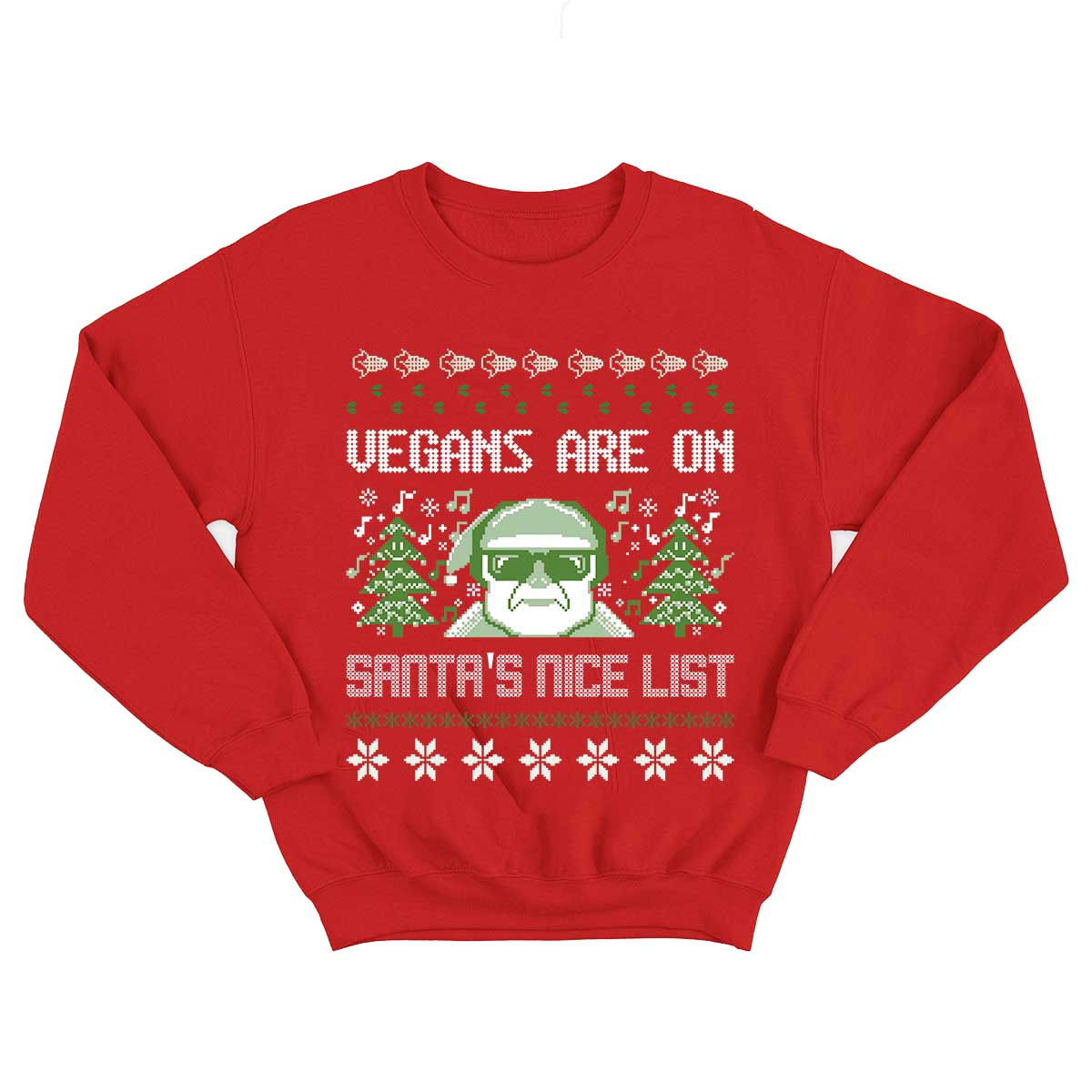 Vegans Are On Santa's Nice List Vegan Christmas Jumper (Unisex), Vegan Gift-Vegan Apparel, Vegan Clothing, Vegan Sweatshirt-Vegan Outfitters-X-Small-Red-Vegan Outfitters